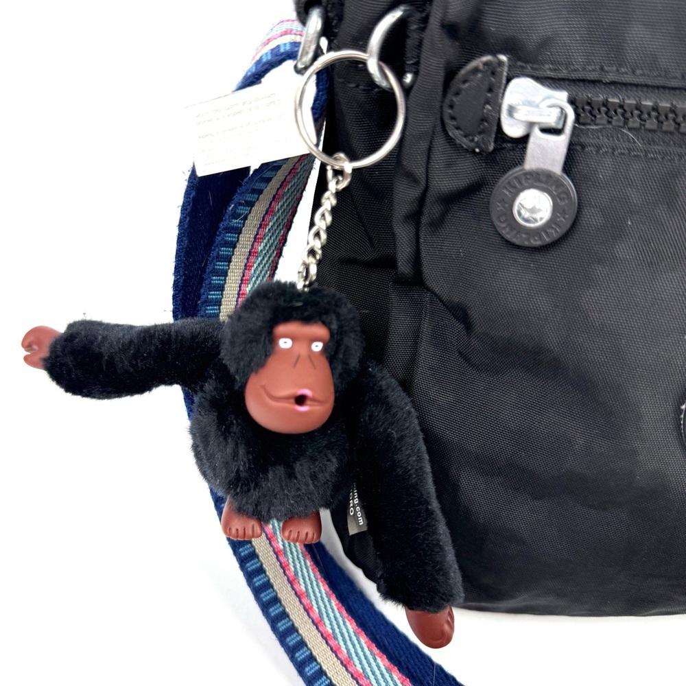 Kipling Crossbody Bag Black Striped Strap‎ Handbag Purse Unique Saddle Handbag - Picture 2 of 11